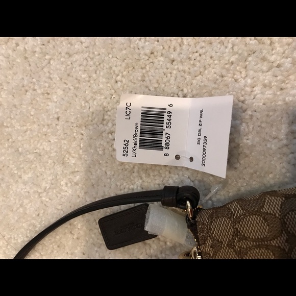 NWT COACH Signature Canvas Double Zip Wristlet - Picture 3 of 3